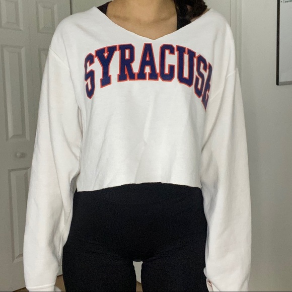 Syracuse University White Cropped Sweatshirt - Picture 1 of 3